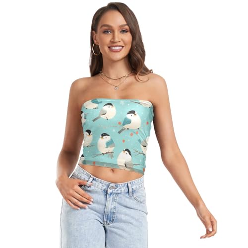 Vintage Birds Flower Butterfly Womens Tube Tops Sexy Strapless Tube Bra Sports Bra for Teen Surgery