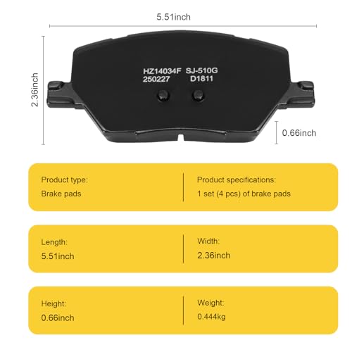 Image of D1811 Front Ceramic Brake Pads Kit Fit For Jeep Renegade 2015-2021, For Jeep Compass 2017-2022, For Fiat 500X 2016-2021