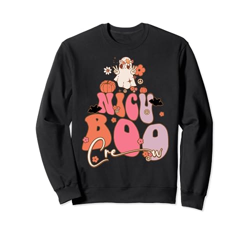 Groovy Ghost Nicu Boo Crew Halloween mignon Boo Hommes Femmes Enfants Sweatshirt