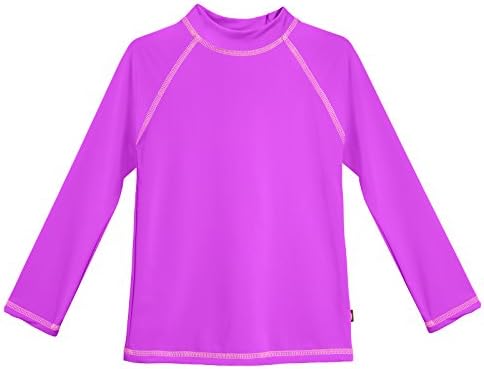 City Threads LS Little Girls' Rashguard Swimming Suit Swim Tshirt Tee UPF50+ Sun Protection for Beach Pool Summer Fun, Deep Purple, 5