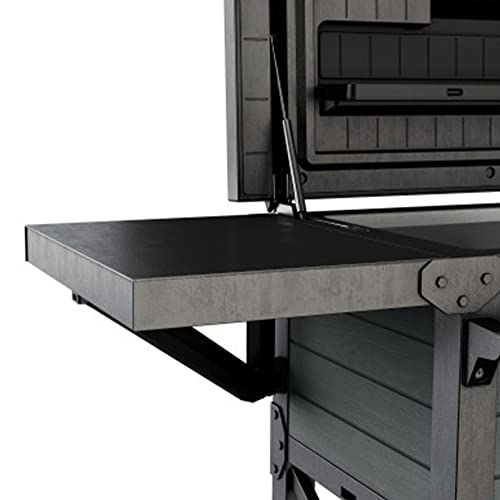 Keter Ket-252172 89.8 Quart Outdoor Rolling Patio Cooler And Insulated Beverage Cart With Fold Down Glass Shelf And Built In Bottle Opener, Gray #TOP2