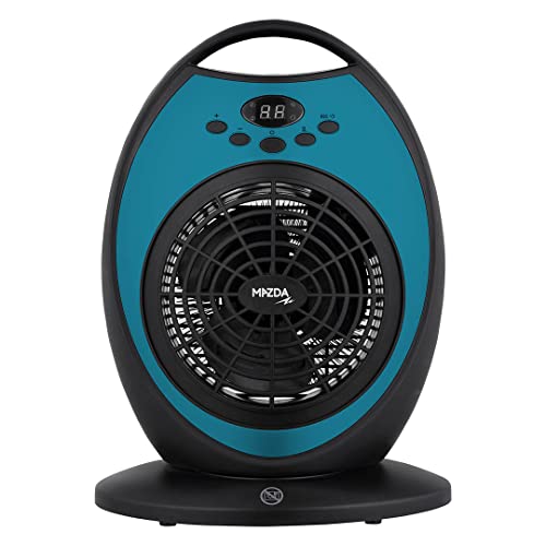 MAZDA ENERGY HF01E-BLEU Radiateur soufflant mobile et ventilateur oscillant Ogive Mazda 2000 watts - affichage Led - puissance et température réglable, minuterie - bleu Cover