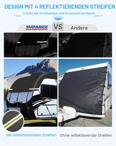 SUPAREE Wohnwagen Abdeckung Dach Wohnwagen Schutzhülle wasserdicht Wohnwagen Abdeckplane Schützt vor Staub, Feuchtigkeit und UV-Strahlung 210D Oxford Gewebe mit Reflektorstreifen (6,5 x 3m)