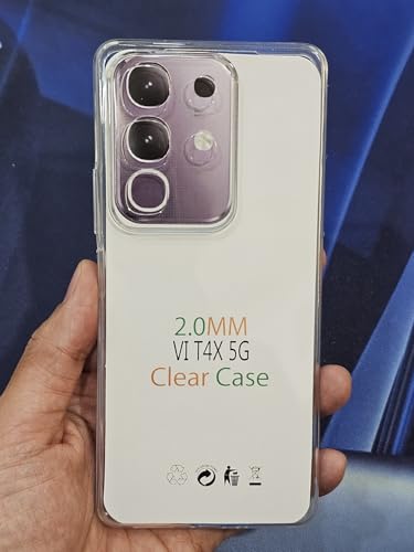 Image of COVERBLACK Soft Rubber Silicon Clear Case Back Cover for Compatible Model with Vivo T4x 5G - Transparent