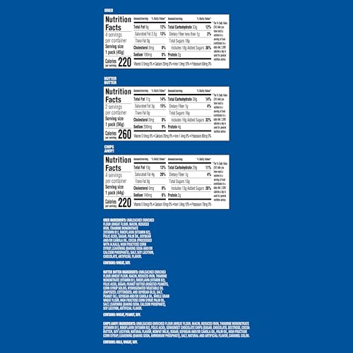 OREO, Nutter Butter, CHIPS AHOY! Cookies Variety Pack for Snack Lovers, 40 Pack, 4 Cookies Per Box