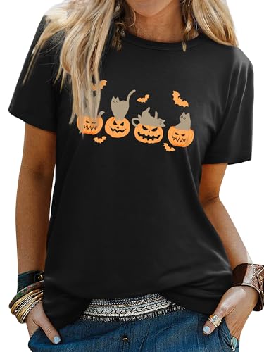Image of WIEIYM Halloween T Shirt Women Pumpkin T Shirts Witch T-Shirt Unisex Funny Ghost Top Halloween Costume