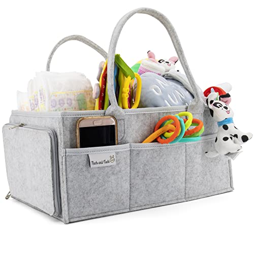 Image of Diaper Caddy Organizer for Baby Girl or Boy – Baby Changing Station Organizer – Premium Felt Nursery Organizer with Multiple Storage Pockets – Practical and Portable Design – Fits Diapers, Wipes, Toys