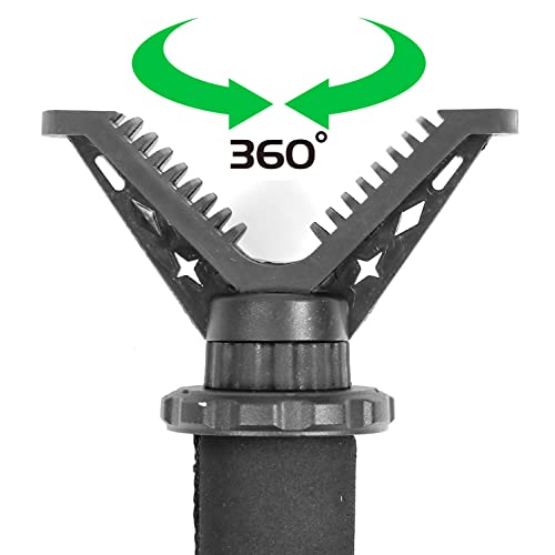 HUNTPAL 360° Swivel V Yoke Gun Holder Rifle Shotgun Shooting Rest for Shooting Stick Tripod Stand, Top Mount Attachment with 2 Pcs 3/8\" to 1/4\" Screws for Crossbow Hunting Tripod Bipod Monopod - Thumbnail 4