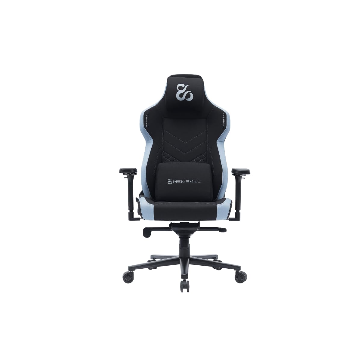 NEWSKILL Banshee Pro – Silla Gaming con Reclinación 180°, Reposabrazos 4D, Soporte Lumbar, Tela Transpirable, Color Negro - Azul