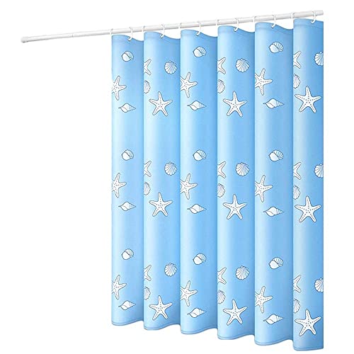 dRAGonFy Duschvorhang, Blau Frische Und Schnell Trocknende Wasserdichte Stange Verstellbare Badezimmer Duschpartition/100X180Cm
