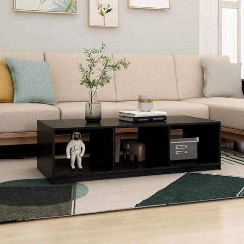 Table basse design moderne noir 110x50x34 cm avec rangement salon - 4