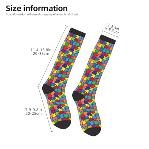 ThAyLa Colorful Puzzle Piece Autism Awareness Compression Socks For Women Men Long Socks Soft Compression Socks For Running3