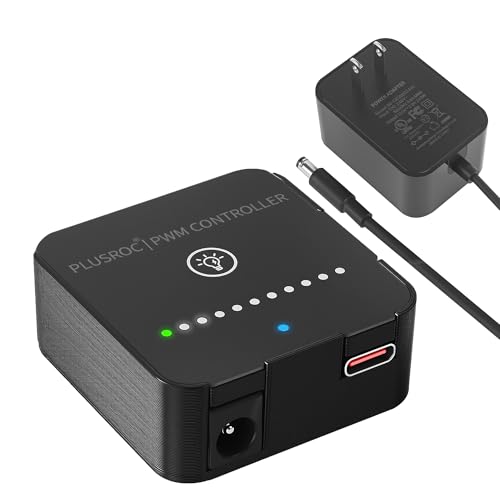 PlusRoc 12V DC PWM Fan Controller Hub, 4-Pin 6-Way Fan Splitter with 2A Power Adater (DC 5521), 24W Output for PC Cooling Fans