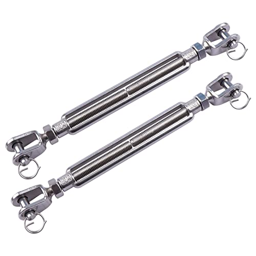 AOKOLL 3/8 Inch M10 Jaw & Jaw Turnbuckle for Cable Rope Tension, 304 Stainless Steel, 1200 lbs Load (2PCS)