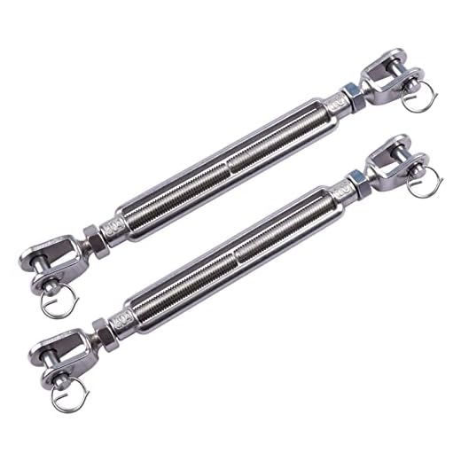 AOKOLL 3/8 Inch M10 Jaw & Jaw Turnbuckle for Cable Rope Tension, 304 Stainless Steel, 1200 lbs Load (2PCS)