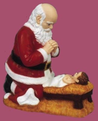 24 inch Kneeling Santa - Outdoor Vinyl Statue, Full Color Finish