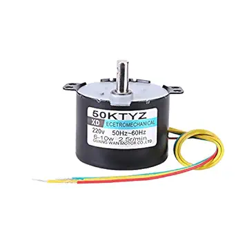 50KTYZ AC 220V 10W 0.5A Small Electric Low Speed Permanent Magnet Synchronous Motor CW/CCW 2.5/20RPM High Torque Metal Geared for Rotisserie Turntable (2.5 RMP)