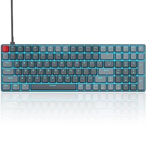 MageGee 100 Keys Mechanical Gaming Keyboard, Blue Switch, 96% Compact Layout LED Blue Backlit Wired Keyboard with Numpad Arrow Keys, for PC Laptop, for Game and Office, Black Grey