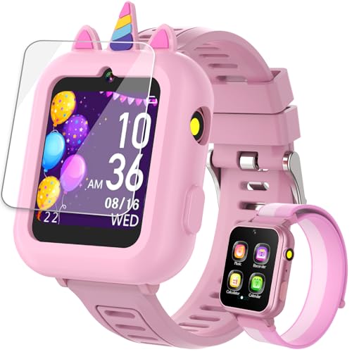 Melontti Smart Watch for Kids with 39 Games Camera Video Music Player Recorder Alarm Pedometer Flashlight Stopwatch HD Touch Screen Borthday Gift Toy for Girls Ages 3-12(Pink)