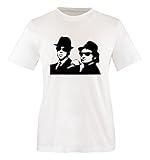 Comedy Shirts - Blues Brothers Jake and Elwood - Mädchen T-Shirt - Weiss/Schwarz Gr. 152-164