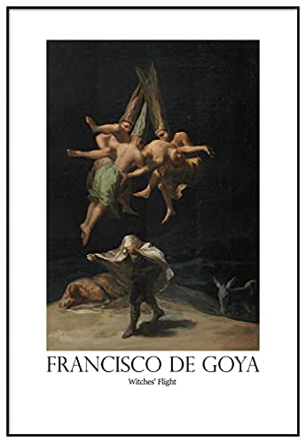 Panorama Verre Acrylique Encadrée Francisco de Goya Sorcière 70x100cm - Tableau Décoration Murale Moderne pour la Maison