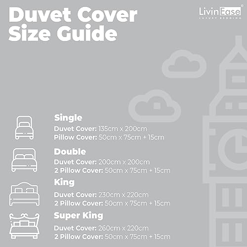 LivinEase Brushed Microfibre King Size Duvet Cover Sets, 100 GSM Silver Kingsize Duvet Cover with 2 Pillowcases (50x75 cm) - Image 3