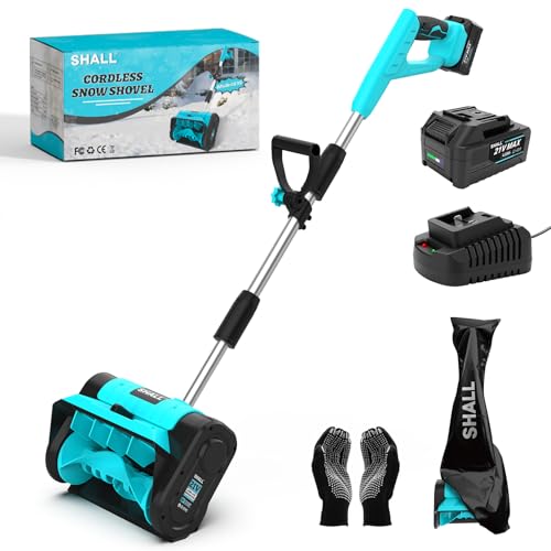 SHALL Pelle à Neige sans Fil 21 V (sans balais), souffleuse à Neige sans Fil de 30 cm (12 Pouces), avec déflecteur et Couvercle Anti-poussière, portée de 8 m pour allée, escaliers