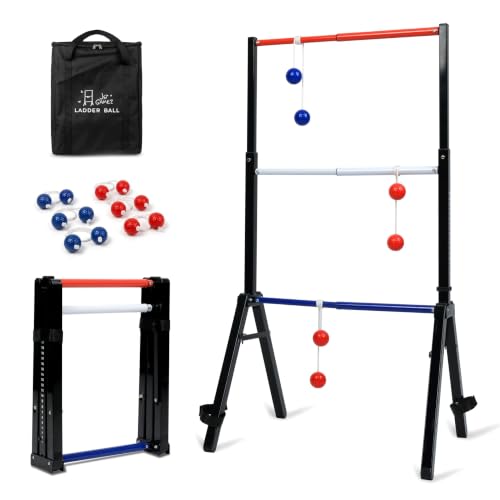 Metal Ladder Ball Game Set with 6 Bolas Assembly-Free Ladder Toss Includes Scorekeeper and Carry Case Yard Outdoor Games for Adults & Family
