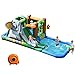 DREAMADE Aufblasbare Hüpfburg mit Gebläse, Wasserpark mit Wasserrutsche & Spielpool & Sprungbereich & Kletterwand & Wasserkanonen, Wasserspielcenter für Kinder 3-10 Jahren, 525x300x200cm