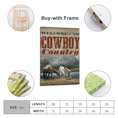 Affiche cowboy vintage pour salon | Cadre déco rétro chic 50x75