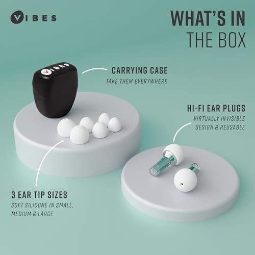 Image of Vibes High Fidelity Ear Plugs - Invisible Earplugs for Music Concerts, Musicians, Motorcycles, Airplanes, Raves, and Work - Noise Reduction and Hearing Protection - Fits All Ears - Teal