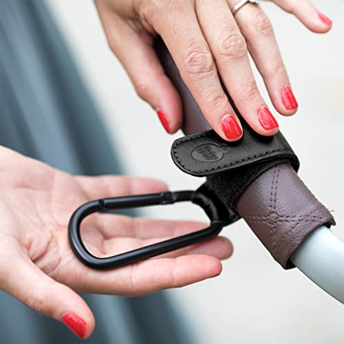 Baby Uma Stroller Hooks for Bags (2 Pack) - Leather-Style Stroller Clips and Hooks, Non-Slip Stroller Accessories, Carry 11 lbs Per Stroller Hook, Universal Baby Essentials & Stroller Accessories
