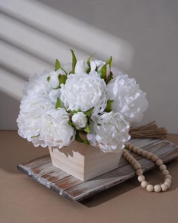 Top 5 Best Artificial Plants for Realistic Outdoor Decor in 2026 - PlantNative.org FancyPlus 12Pcs Artificial Peonies with Wooden Vase