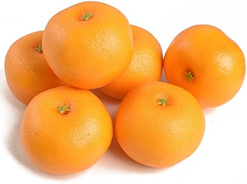 Luckforest 6 PCS Artificial Oranges Set Lifelike Simulation Oranges Realistic Fake Fruits for Home Party Kitchen Cabinet Decoration Supermarket Photography Props Fall Display