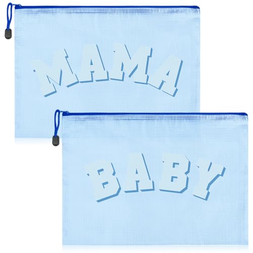 Image of SOIDRAM 2 Pcs Mama Bag Mom Baby Toiletry Bag Mama Gifts Clear Clear Diaper Pouches Pregnancy Hospital Duffle Organizing Pouches with Zipper Women Her New Mom
