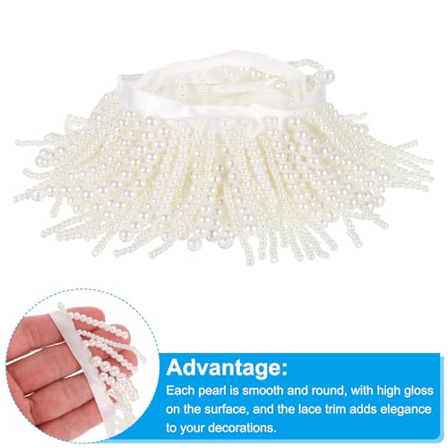 PATIKIL 2 Yard Long Pearl Fringe Beaded Lace Trim - Image 3