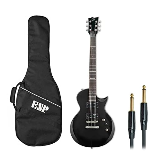 LTD EC-10 - Juego de guitarra eléctrica con funda y cable jack Keepdrum