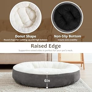   Loves-cabin-Round-Donut-Cat-and-Dog-Cushion-Bed-20in-Pet-Bed-for-Cats-or-Small-Dogs-Anti-Slip-Water-Resistant-Bottom-Super-Soft-Durable-Fabric-Pet-beds-Washable-Luxury-Cat-Dog-Bed-Dark-Grey