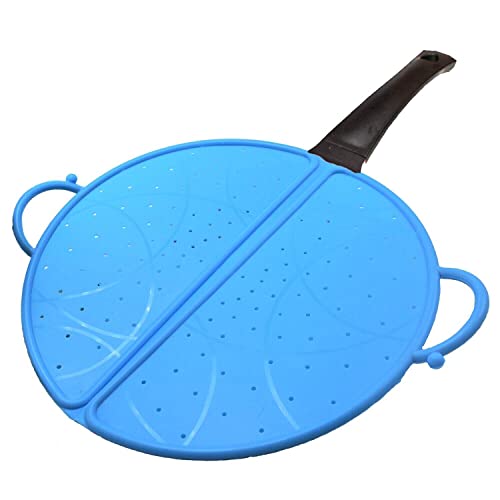 KeptNeat Foldable Splatter Silicone Guard Handle Screen Strain 12-inch, Blue