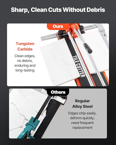 Image of VEVOR 17-Inch Manual Tile Cutter for Wall & Polished Tiles,Double Rails for Precise Cutting, Tungsten Carbide Wheel,Non-Slip Handle,Anti-Displacement Pressure Rod,Precise Cuts for Pros & Beginners