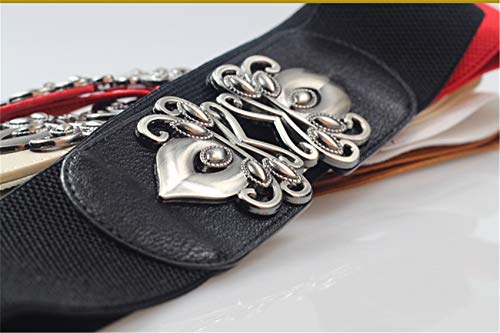 Andongnywell Women's Waist Belts Wide Plus Size Dresses Leather Elastic Stretch Belt with Buckle Waistband2