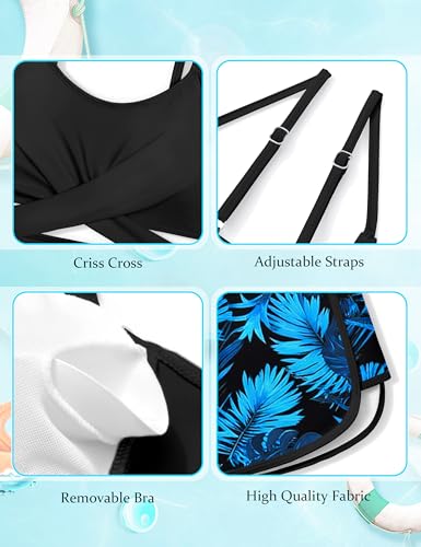 Image of Girls Swimsuit 3 Piece Bathing Suit Criss Cross Bikini Set Girls' Swimwear with Shorts 7-16T