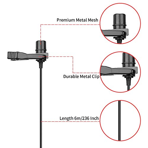 Image of Boya BY-M1 Pro Omnidirectional Lavalier Condenser Microphone with Gain control, Headphone-out, Noise cancellation for iPhone Android Smartphone DSLR Camera Camcorder Audio Recorder YouTube(20ft Cable)