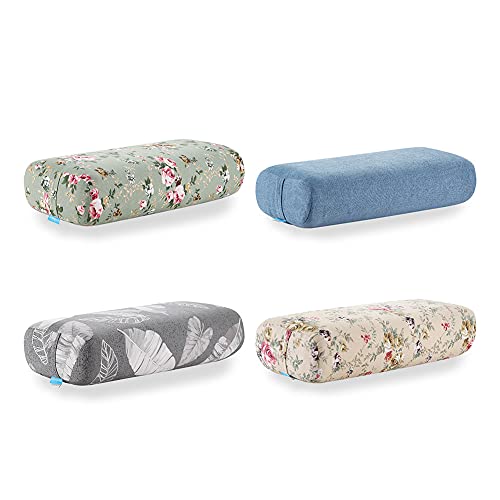 EONSHINE Canvas Exquisite Meditation Yoga Bolster Pillow, High Density Sponge Filled Rectangular Back Support Cushion, Pack of 1 (Khaki Flower) by EONSHINE - Used condition - Image 8