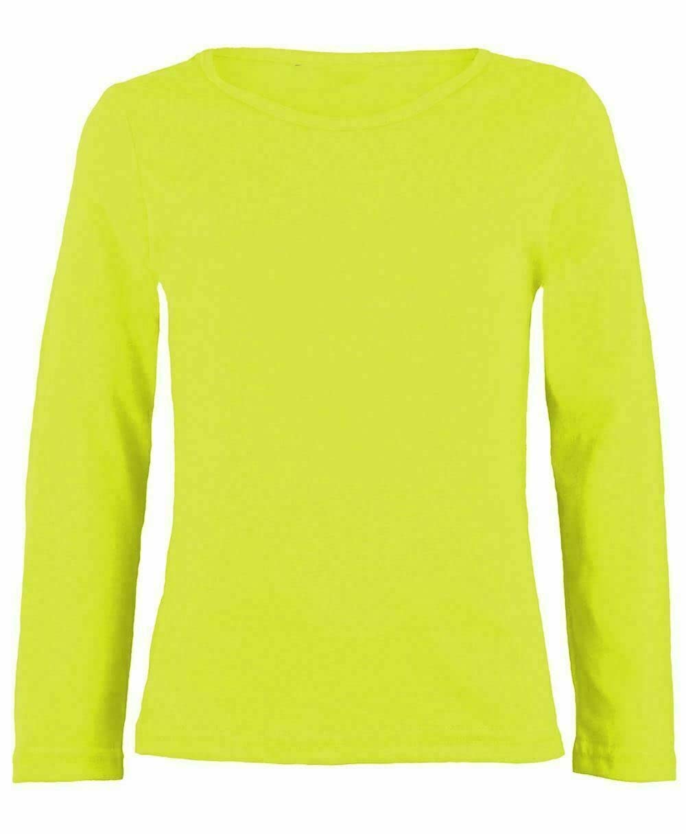 Style Lockers® Girls Boy Kids Plain Basic Long Sleeve Round Neck T-Shirt Stretch Uniform PE School Tee Top Age 3-13 Years