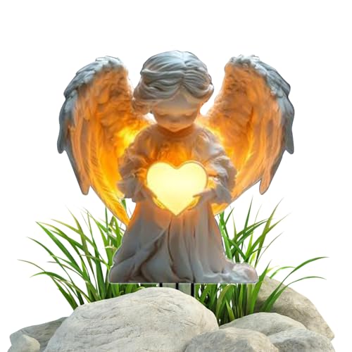 Statue De Jardin D'ange Solaire – Piquet De Sol En Acrylique Pour Décoration De Cimetière Et De Jardin | Statue Extérieure Étanche Pour Pots De Fleurs, Patio Et...
