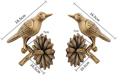Curtain Holders for Wall Metal Curtain Tiebacks Golden Retro Creative Personality Bird Curtain Buckle Hook, Brass