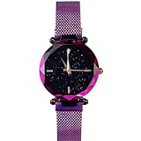 RORIOS Fashion Women's Watches Bracelet Starry Sky Dial Mesh Band Quartz Analogue Purple A Bracelet, Purple A, Bracelet