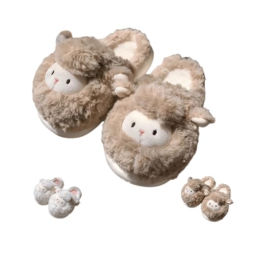 Women's Lamb-Shaped Plush Slippers - Cloud-Soft Fuzzy Lining, Flexible Non-Slip Sole for Home Indoor Lounge Use