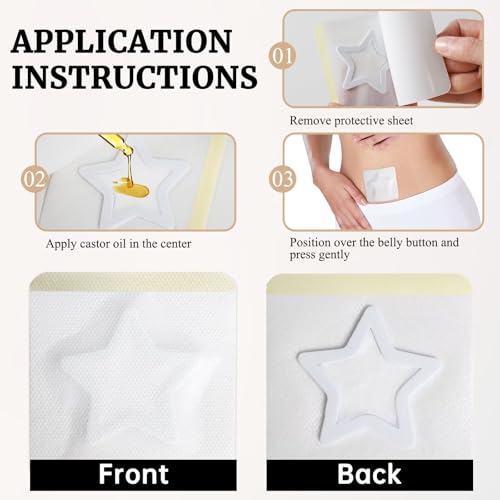 Paw Legend 20 Pcs Disposable Castor Oil Pack Wrap for Belly Button Patch Organic Cotton Self-Adhesive Castor Oil Wrap Highly Absorbent No Washing (Oil Not Included) — view 6